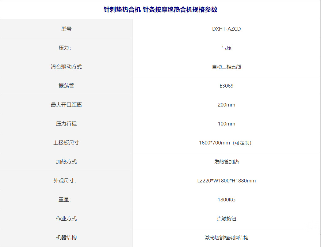 針刺墊熱熔機(jī)熱合機(jī)參數(shù)